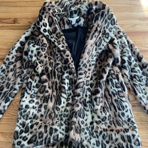 Cheetah print fuzzy coat